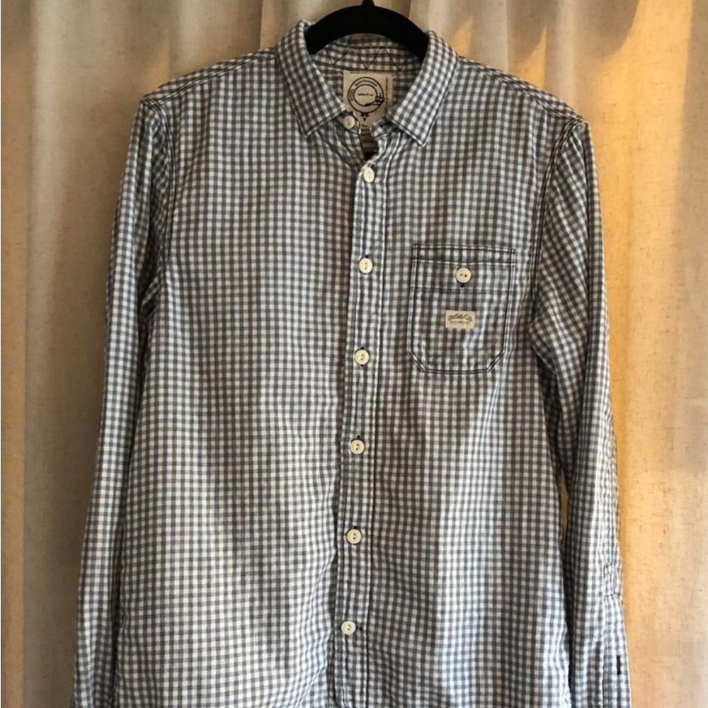 Diesel Blue and White Gingham Button-Down Shirt